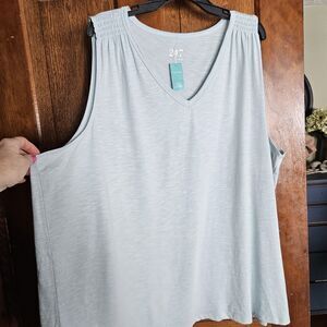 NWT Maurices Plus Size 4X Blue V‑Neck Tank Top Women’s Soft Rib Knit Sleeveless